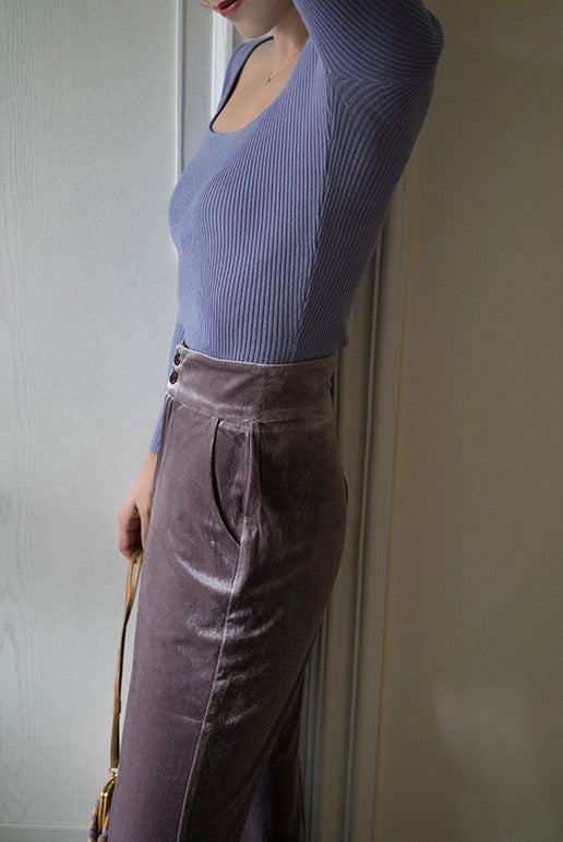 Colored wide leg velor pants