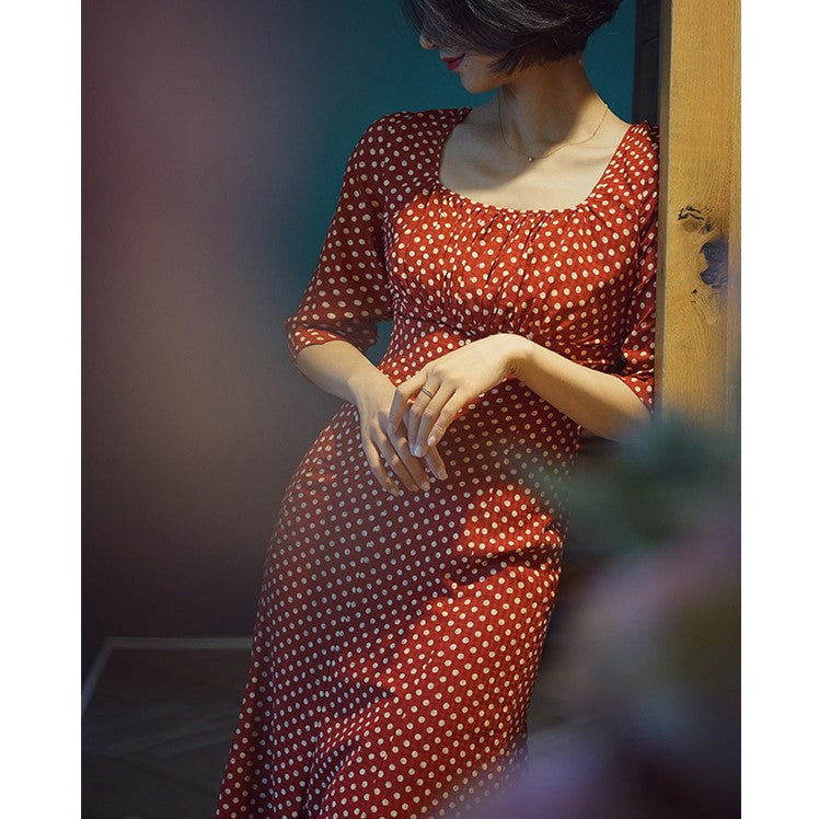 Italian lady's polka dot dress