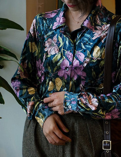 floral drawing vintage shirt