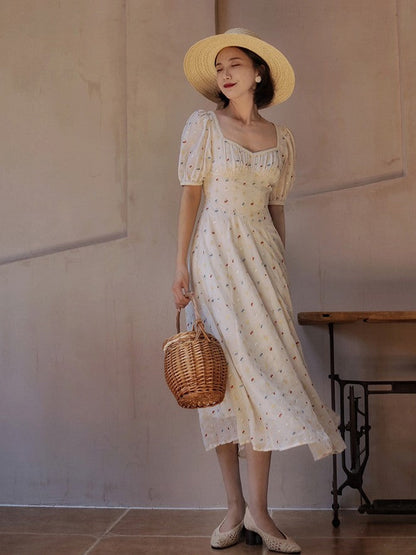 Floral embroidered dress with glittering jewels