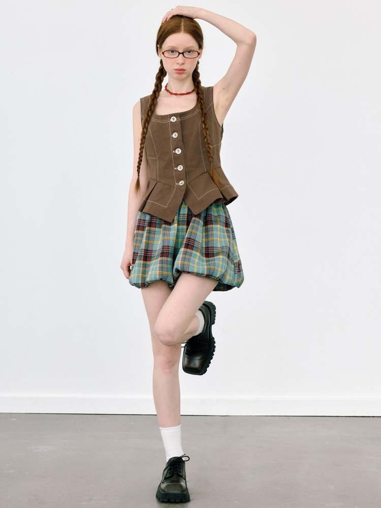 Campus Girl Style Plaid Bud Culottes【s0000008089】