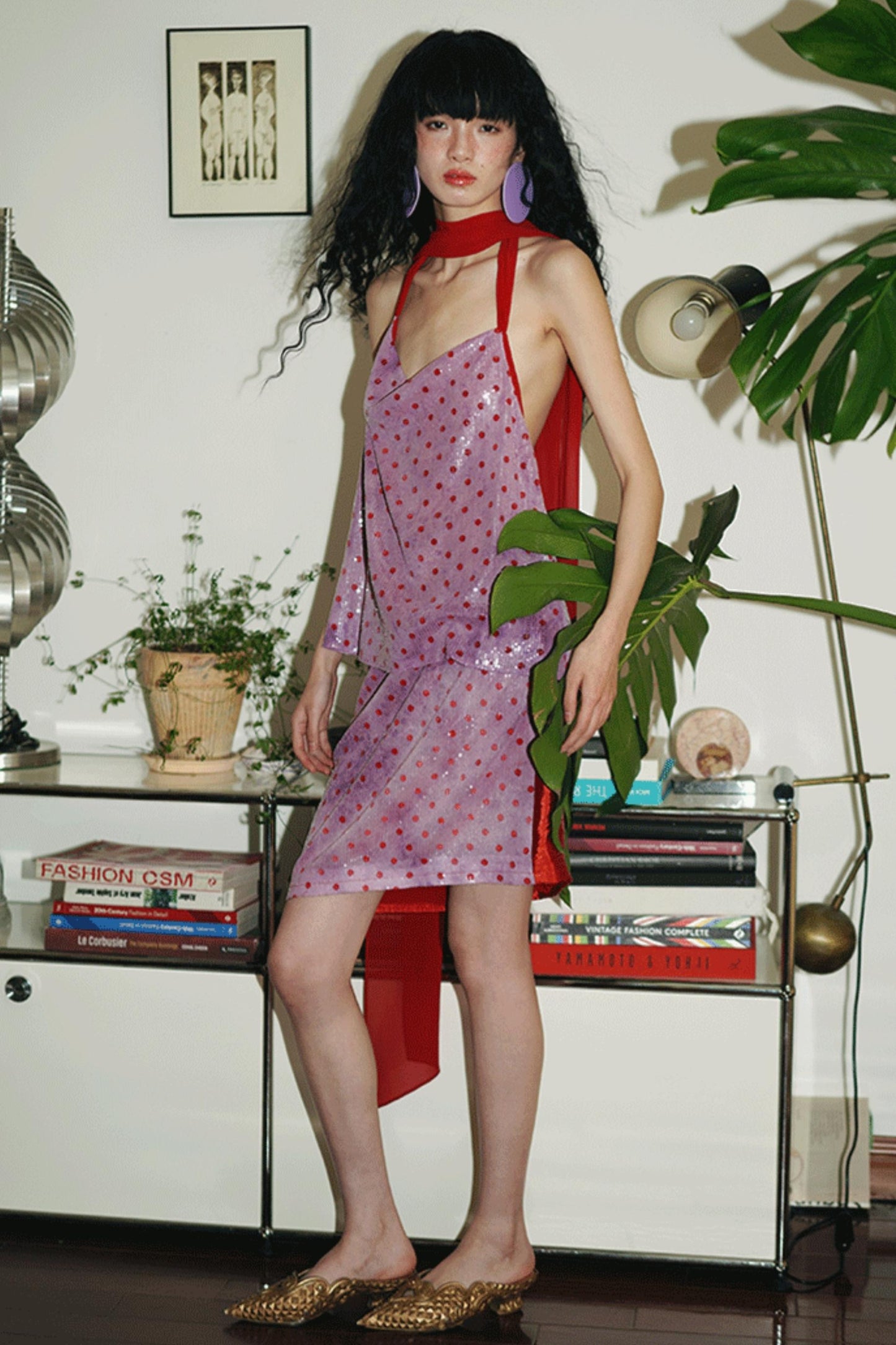 Sequin Dot Backless Resort Skirt Set-Up