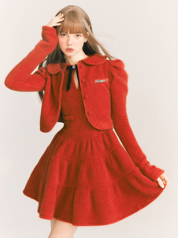 Doll Collar Sleeveless Ribbon Tiered Dress【s0000003862】