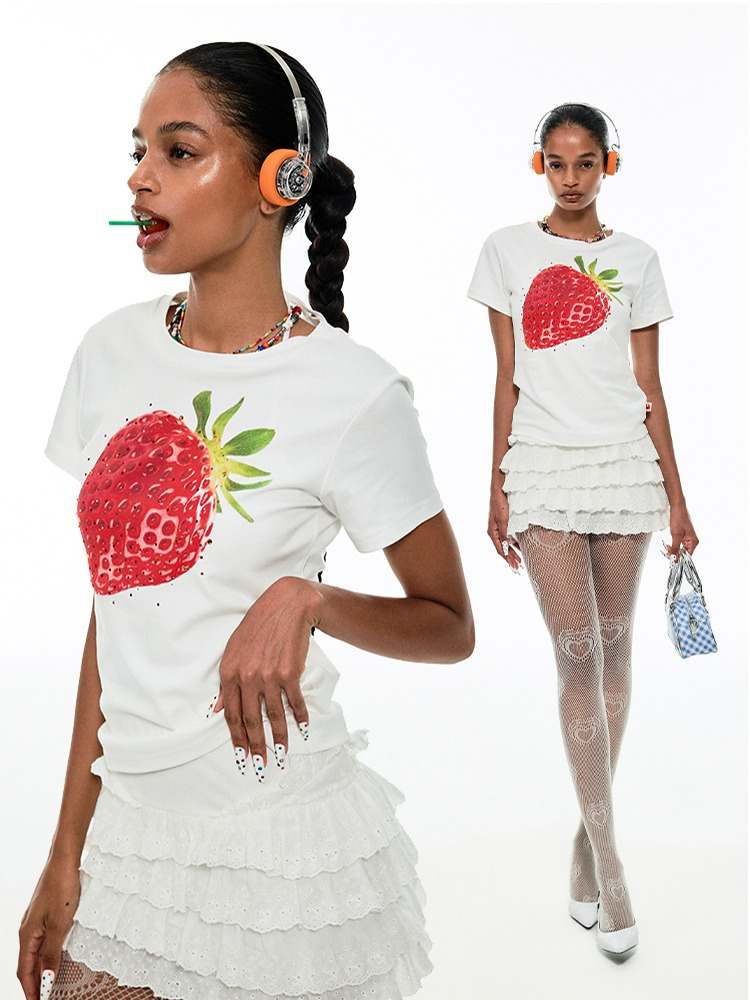 Summer Fruit Printed Loose T-Shirt【s0000009137】