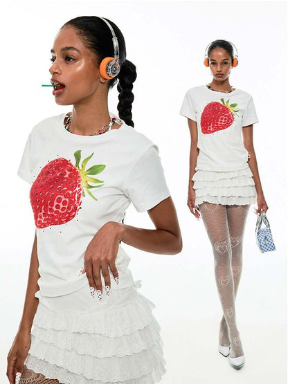 Summer Fruit Printed Loose T-Shirt【s0000009137】