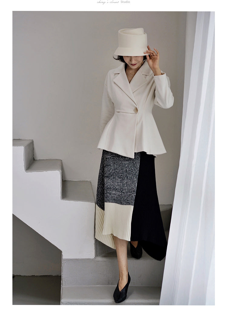 Oriental lady monotone knit skirt