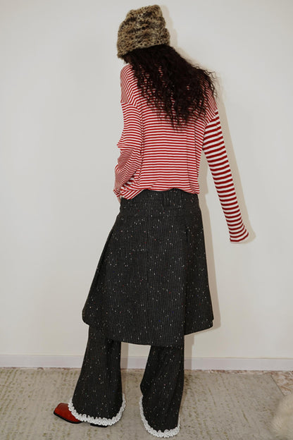 Loose Fit Wool Knit Striped T-Shirt