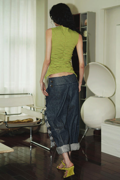 Sleeveless Tartan Vest