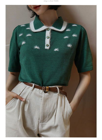 dark green polo knit