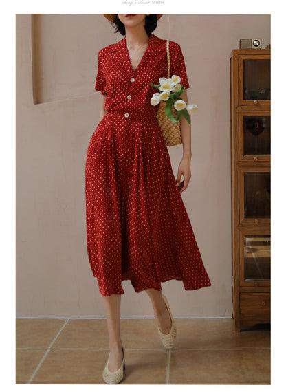 Red Polka Dot Pattern Retro Dress