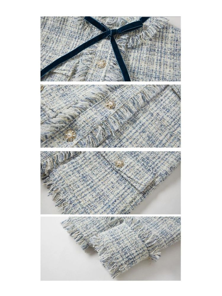 Blue velvet wool two-piece【s0000004612】