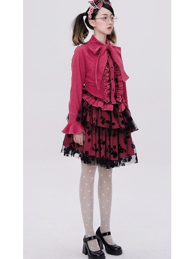 Showa Retro Sweet & Cute Bowknot Frilled Lolita Shirt【s0000003181】