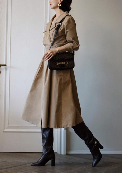 Western vintage khaki trench coat