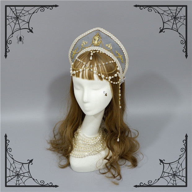 Foxcherry - Retro Lolita Gorgeous Bead Chain Headdress Multicolors