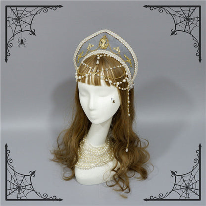 Foxcherry - Retro Lolita Gorgeous Bead Chain Headdress Multicolors