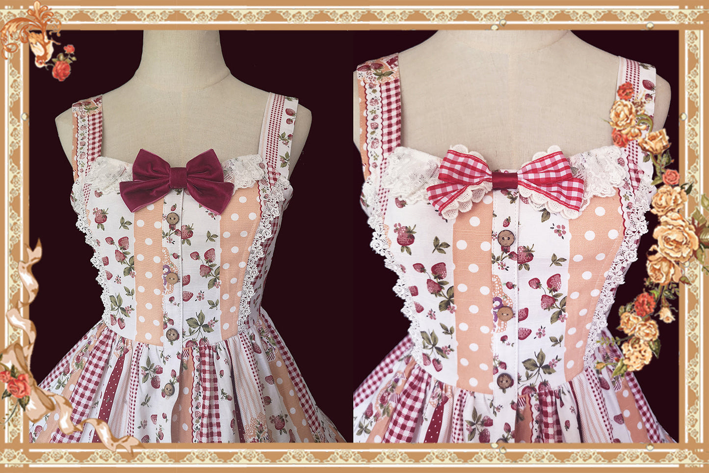 Infanta - Strawberry Plaid - Sweet Lolita JSK Dress