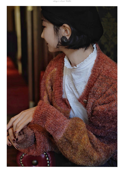 color gradation knit cardigan