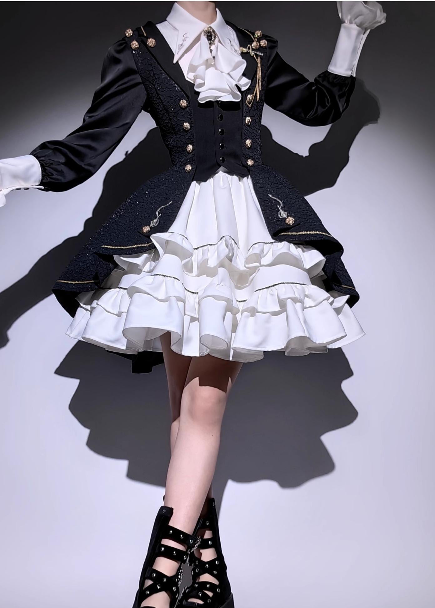 SilentMars - Law of the Fallen Moon - Retro Lolita Vest Coat Suit Knight Style Skirt