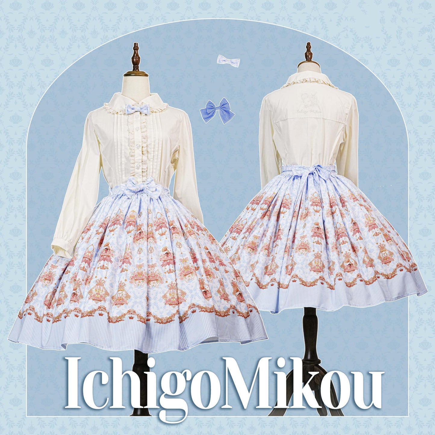 Strawberry Witch - Rose Garden Bunny - Daily Lolita Rose Bunny Printing OP JSK Dress Set