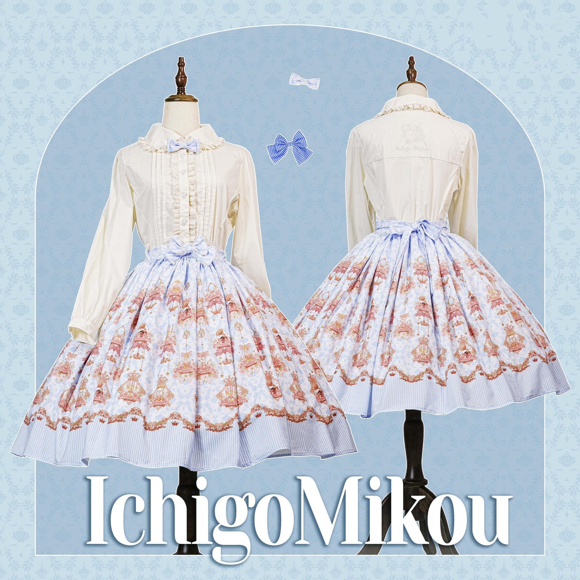 Strawberry Witch - Rose Garden Bunny - Daily Lolita Rose Bunny Printing OP JSK Dress Set