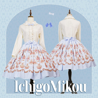 Strawberry Witch - Rose Garden Bunny - Daily Lolita Rose Bunny Printing OP JSK Dress Set