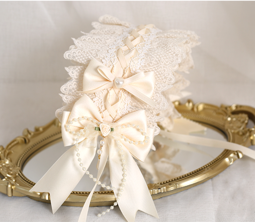 Xiaogui - Sweet Lolita Ivory Lace bow Hair Accessories