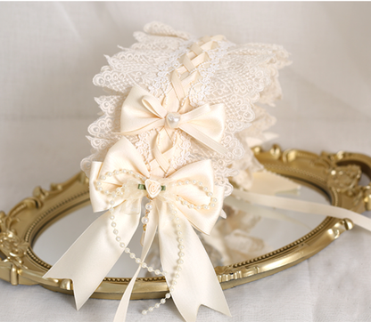 Xiaogui - Sweet Lolita Ivory Lace bow Hair Accessories