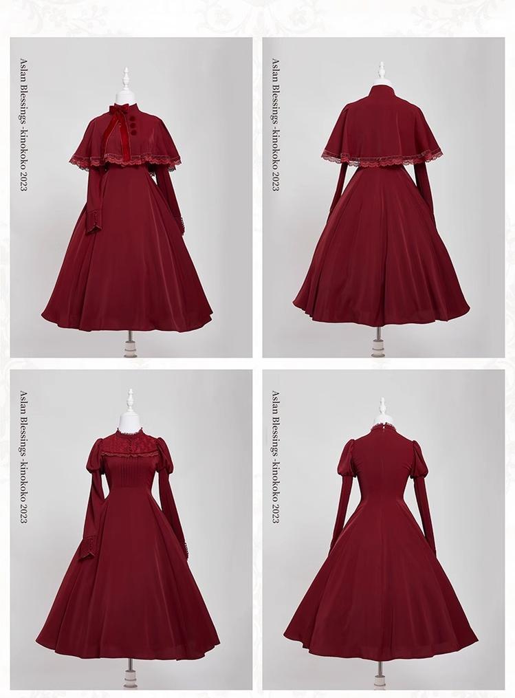 KINOKOKO - Aslan Blessings - Classic Lolita OP Seven-panel Slim Fit Dress with Cape