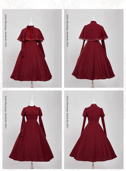 KINOKOKO - Aslan Blessings - Classic Lolita OP Seven-panel Slim Fit Dress with Cape
