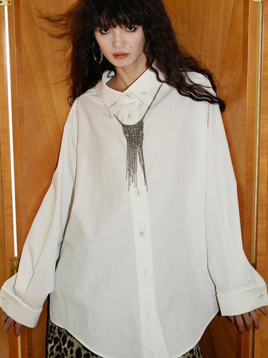 Retro Lapel Loose Casual Shirt