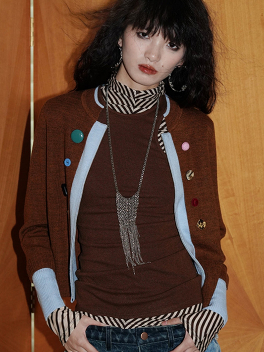 Contrast Color Knitted Sweater