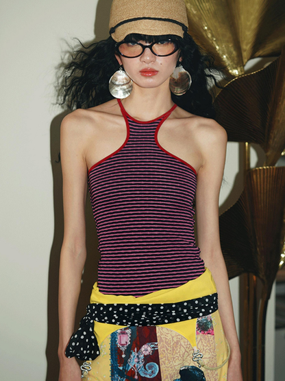Contrast Color Reversible Knit Tank Top