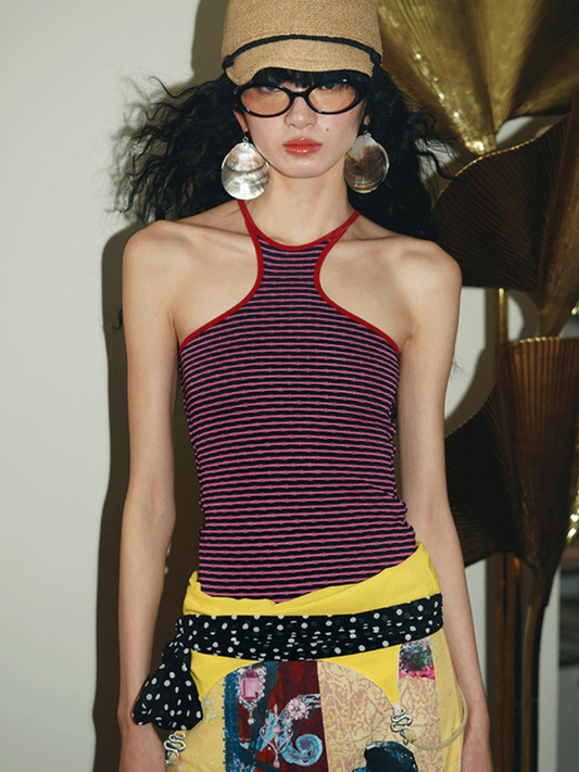 Contrast Color Reversible Knit Tank Top