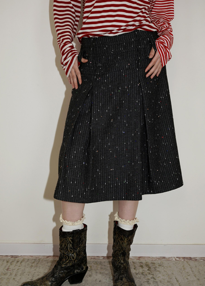 Wool Blend Colored Retro Skirt