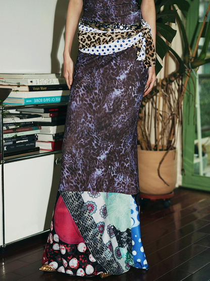 Splicing Print Long Fishtail Skirt