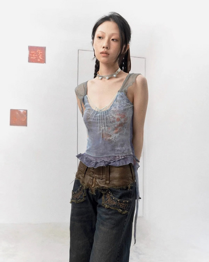 Splicing Printed Mesh Suspender Top