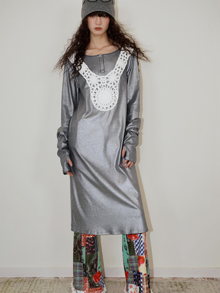 Lace Loose Long Sleeve Dress