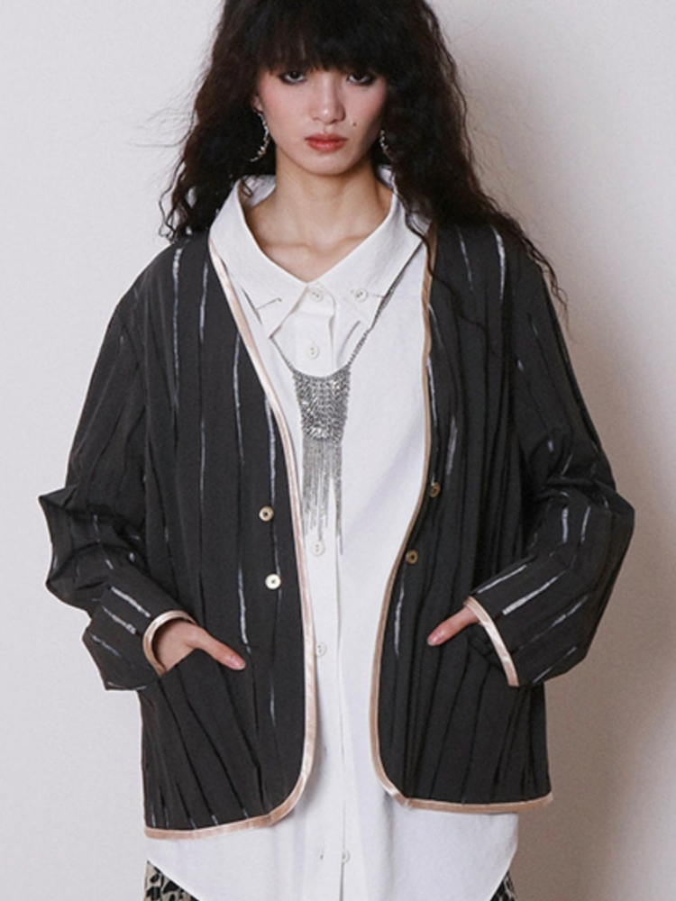 Special Fabric Striped Jacket