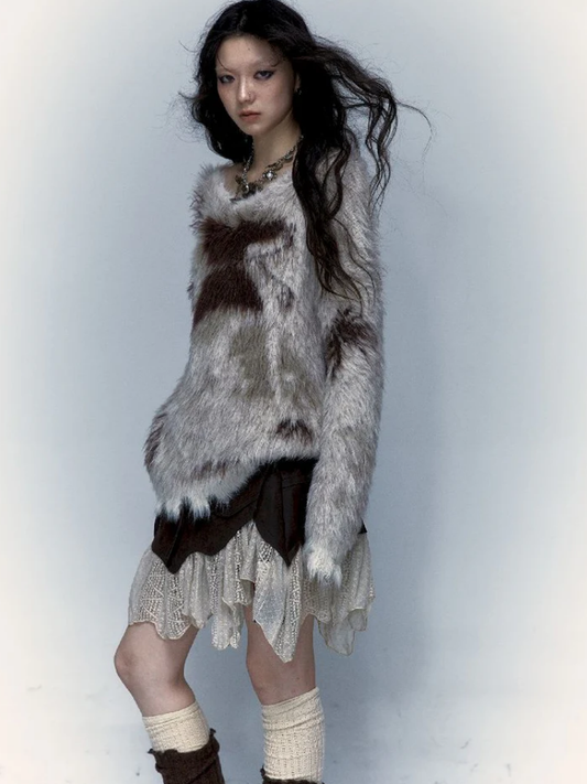 jacquard imitation mink lazy style knit