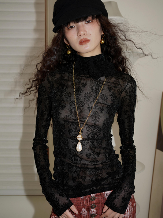 Slim Rose Flocked Bottoming Top