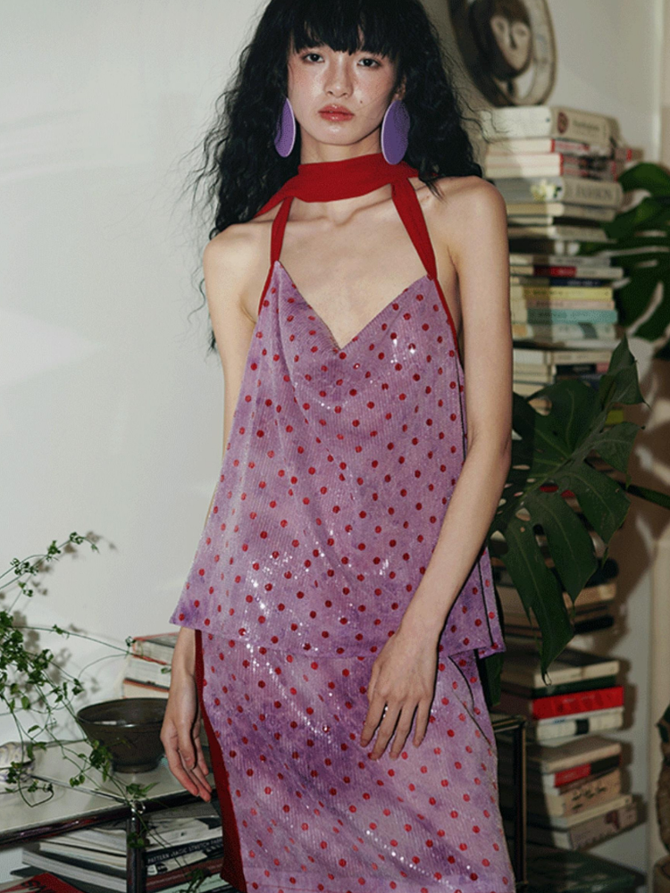 Polka Dot Vest Skirt Set