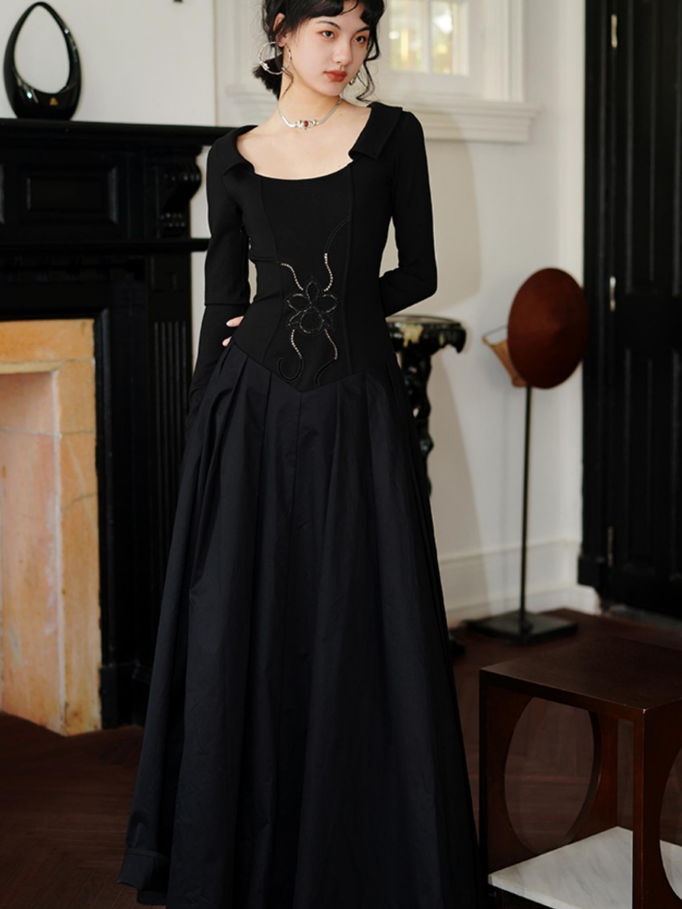 slim spring long-sleeved dress