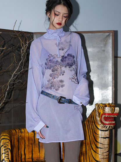 Chinese Two-Way Chiffon Shirt
