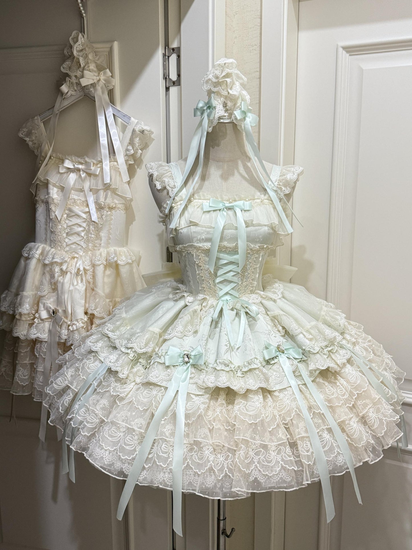 Sugar Girl - Ribbons of Love - Sweet Lolita JSK Dress, Tiered Ruffles