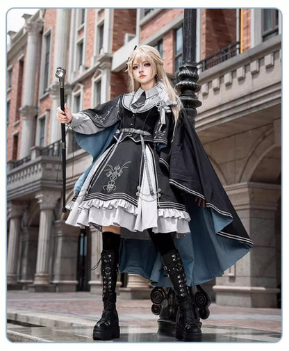 CHUNLV LOLITA - Dark Night Contract - Blue Military Lolita Dress Suit Skirt Elegant OP Cape
