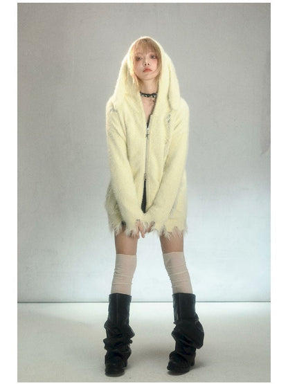 Hooded Knit Cardigan Slouchy Jacket【s0000004626】