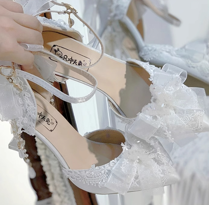 Sky Rabbit - Bridal Lolita Heels Wedding Shoes with Lace