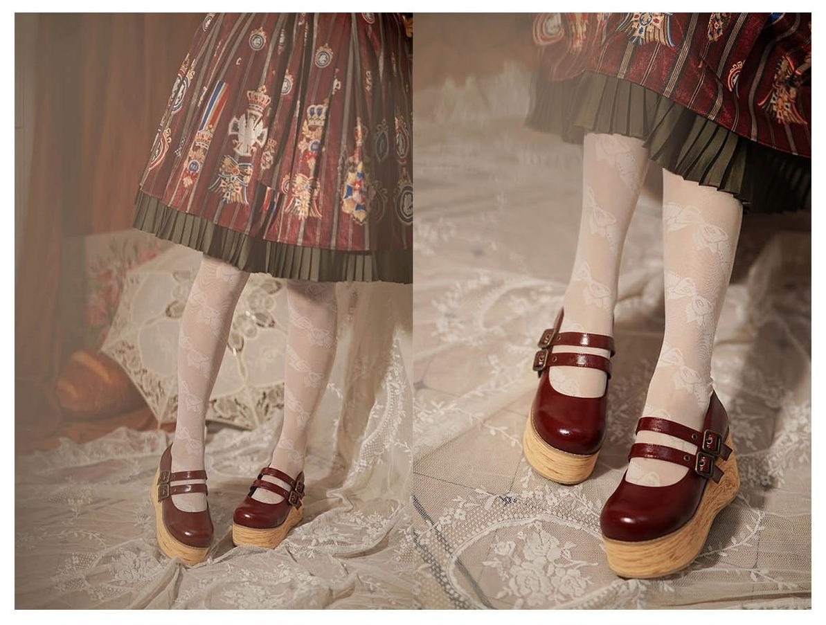 MODO - Retro Lolita Round Toe Wood Bottom Shoes