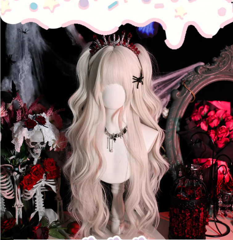 Dalao Home - Moko - Gothic Lolita Wig Pearl Milk Grey Long Curly Hair
