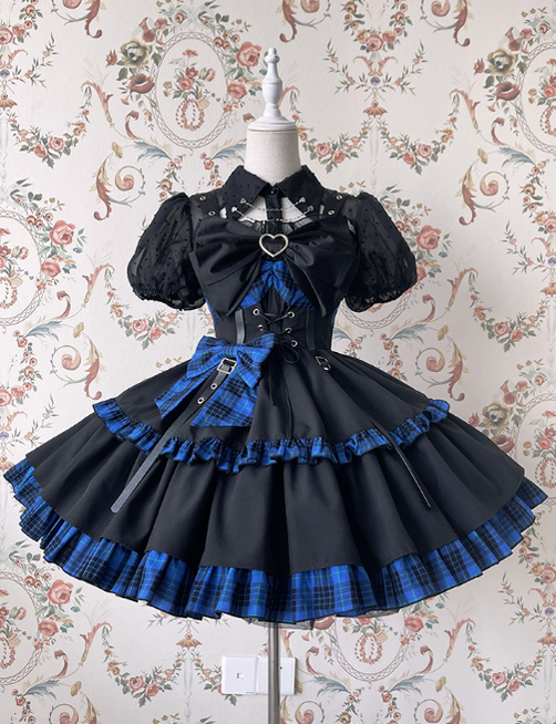 Alice Girl - Gothic Lolita Dress Blue Plaid Jumper Dress